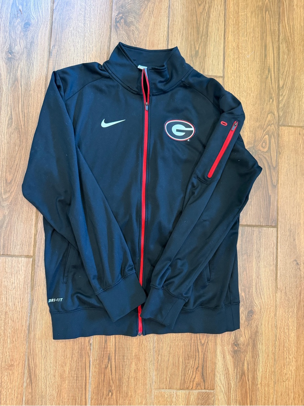 Nike Black Track Jacket with Red Trim and Georgia G Logo / men’s small